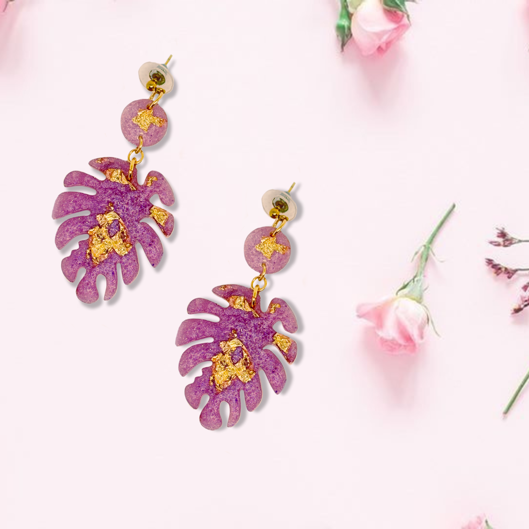 PENDIENTES HOJA PÚRPURA